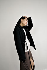 Fuzzy heavy wool coat, Black