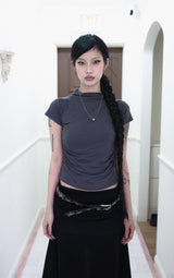 Half neck shirring T (3color)