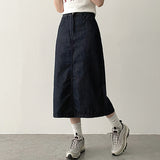 Sink non-fade raw denim long skirt