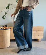 [4season] Wide roll up denim pants(3color)