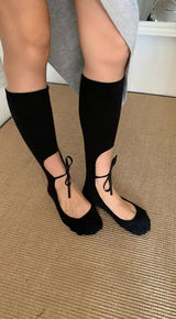 Open*bow knee socks(2c)