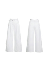 Zipper Detail Wide Leg Trousers
