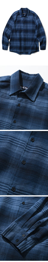 VINTAGE FLANNEL CHECK SHIRT_VINTAGE BLUE