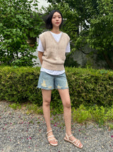 4パートデストロイドドットデニムパンツ code 21102