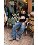 Back cut denim pants