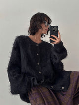 Pleddy Angora Shaggy Cardigan (3color)