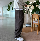 ルックワンダーラント3レイヤーレングスラウンドタックワイドバンディングパンツ