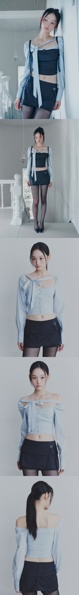 BIANCA SQUARE NECK BLOUSE blue
