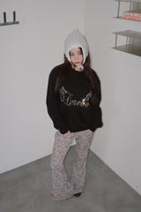 Spandex Leopard Banding Bootcut Pants