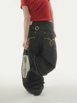 Low waist tab denim pants -1C