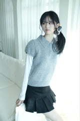 Angora Half-Puff Short-Sleeved Knitwear (2color)