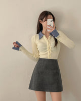 レイヤードシャーリングシャツニット