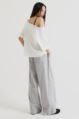 ワンショルダーTシャツ, White