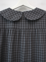 round collar check midi dress 