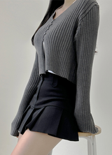 (FABRIC GUARANTEED/GLAM FIT🩶) 4 COLORS ボディーシェイプボタンニットカーディガンボレロ 🩶