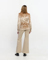 Embroidered Velvet Slim Shirt _ BEIGE