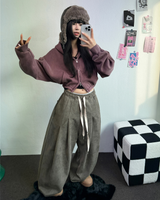 ピグメントハーディークロップドフーディージップアップ ❤🩶🤎 3COLOR