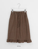 Kalmo Frill Check Banding Midi Skirt