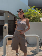 Point buckle ribbed sleeveless