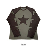Applique star patch raglan long sleeves
