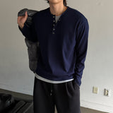 LMN Settle 5 Button Layered Ribbed Long Sleeve Tee (4 colors)