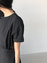 Jeure Wrap Roll-up Short Sleeve Long Dress