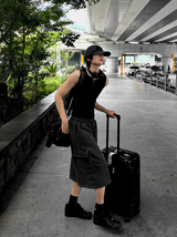Pigment Silver Charcoal Bermuda Training Pants - Cargo Style