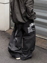 back code cotton wide pants