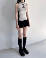 Cross Sleeveless Top (Beige)