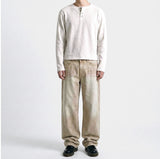 ワッフルクロップヘンリーネックTシャツ アイボリー