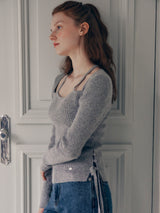 ANGORA HALTERNECK KNIT GRAY