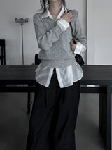 minimal basic V-neck knit (2color)