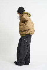 Coated crop padding blouson