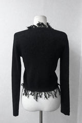 distressed fringe knit cardigan (2color)