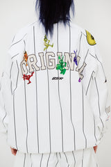 STRIPE SPORTY PULLOVER JACKET WHITE