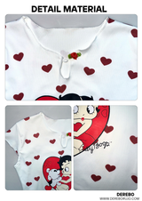 ハート,レッド,ラブ,キューティー,半袖Tシャツ