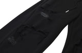 destroyed side tuck sweat pants (black)