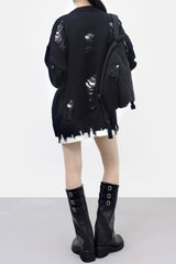(Unisex) ダミアンレイヤードダメージニット