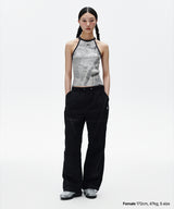 DENIM PRINTED HALTER KNIT