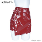 allbubble レッドスターレザースカート