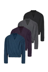 Pleated Knit Wrap Cardigan