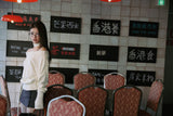 [ID] Logo Off-Shoulder Sweatshirt (Choker Set) (Ivory) 