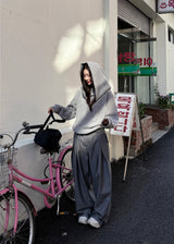 ドレープネックニットフーディー