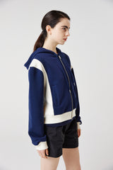 side-rib zip-up hoodie_navy/cream