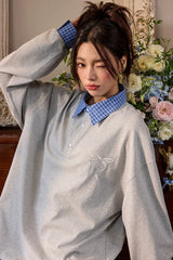 ボウタイレイヤード長袖Tシャツ