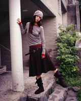 FLARE RIB SKIRT (CAHRCOAL)