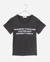 サチン シルバーレタリング ラウンド 半袖Tシャツ