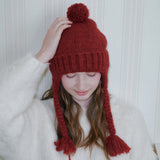 Folded Bell Earflap Beanie (Red)