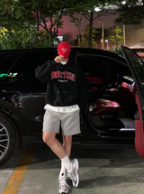 Urban Boston Embroidery Double Middle Overfit Hoodie
