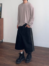 リネン ルーズフィット ラウンド ロングスリーブ Tシャツ (5color) (No.966)